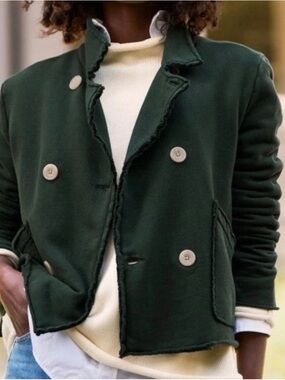 Frank & Eileen Mini Belfast Cropped Sweatshirt Pea Coat EUC Sz L